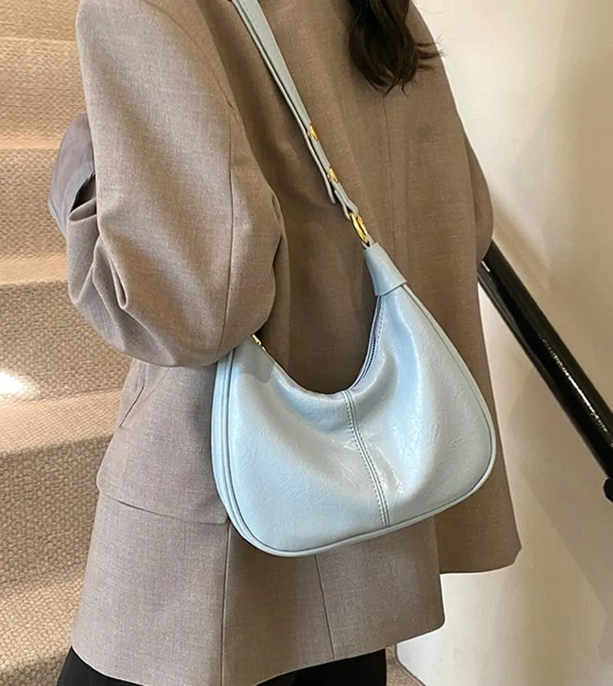 Shoulder Bag for Women Soft PU Leather Crescent Tote Handbag Retro Classic Satchel Crossbody Underarm Hobo Purse Clutch