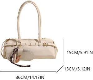Shoulder Bag for Women, Zipper ClosurTote Bag, PU Leather with Inner Pocket Handbag, Simulation Fashion Slouchy Ba