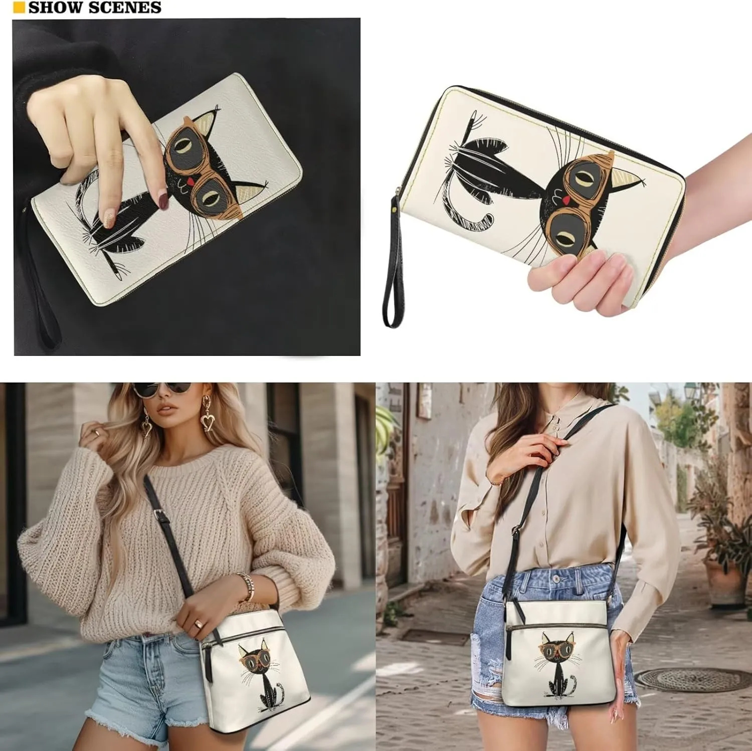 Shoulder Wallet 2Pcs, Leather Shoulder Bags with Belt Wallet Set of 2 Lightweight & Portable for Travel & Shopping
