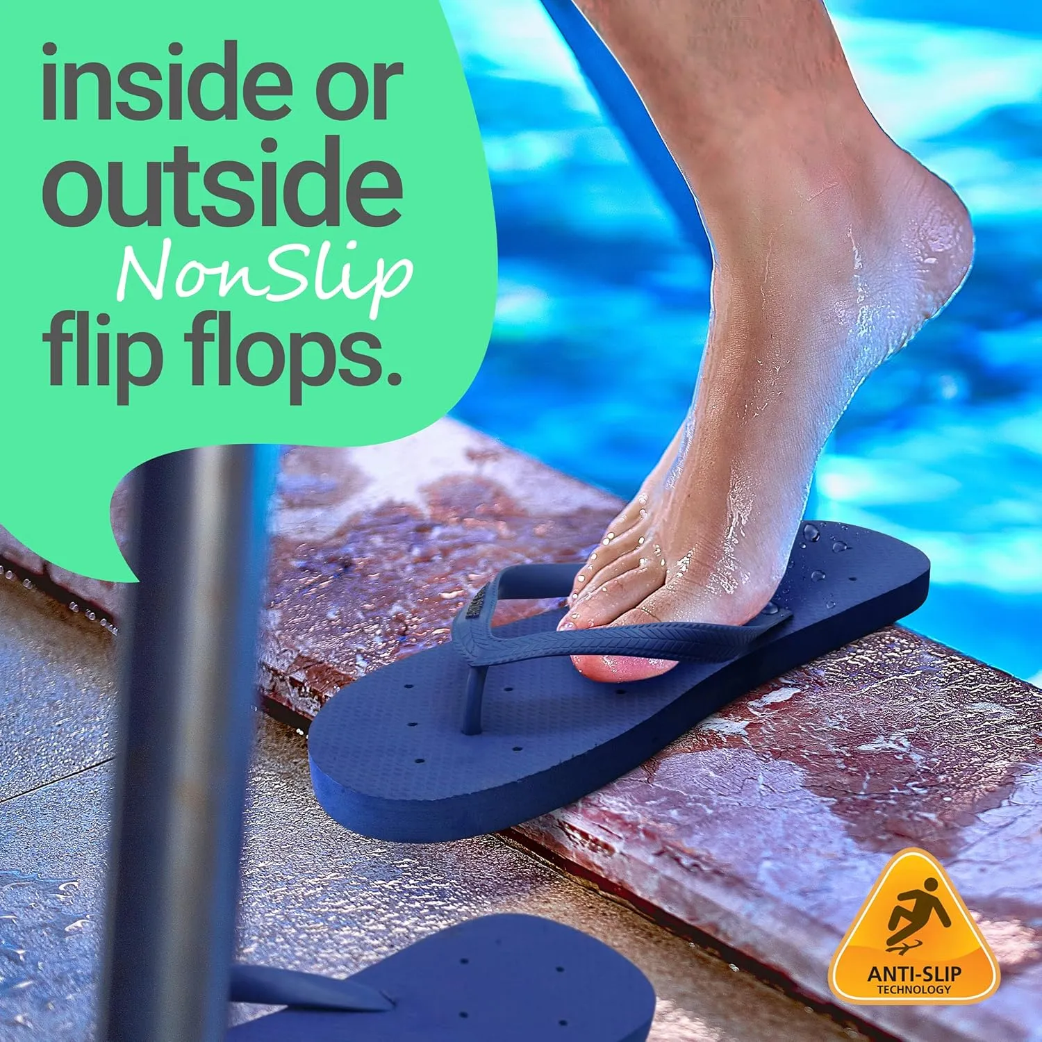 Shower Shoez Men's Non-Slip Gym Pool Dorm Water Sandals Flip Flops