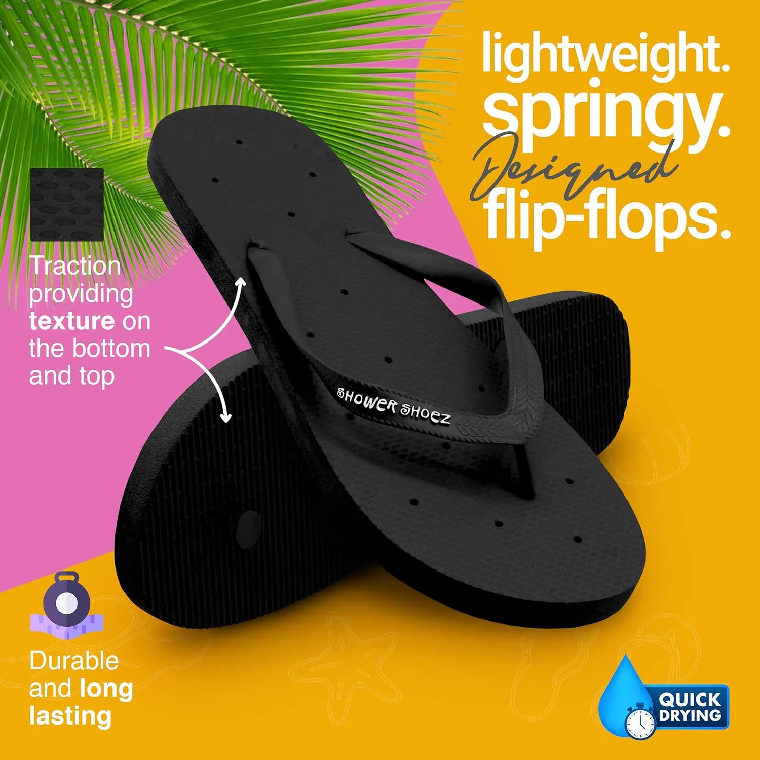 Shower Shoez Women's Non-Slip Pool Dorm Water Sandals Flip Flops