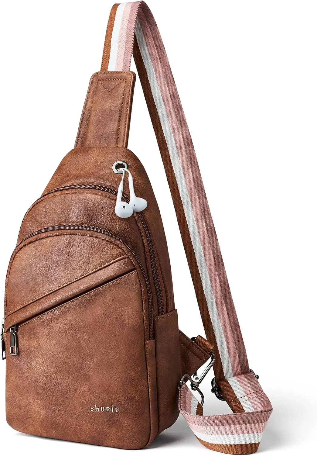 Shrrie Sling Bag for Women,Faux Leather Fanny Pack Crossbody Bags for Women,Fashion Chest Bag Sling Belt Bag with Adjustable Strap for Travel