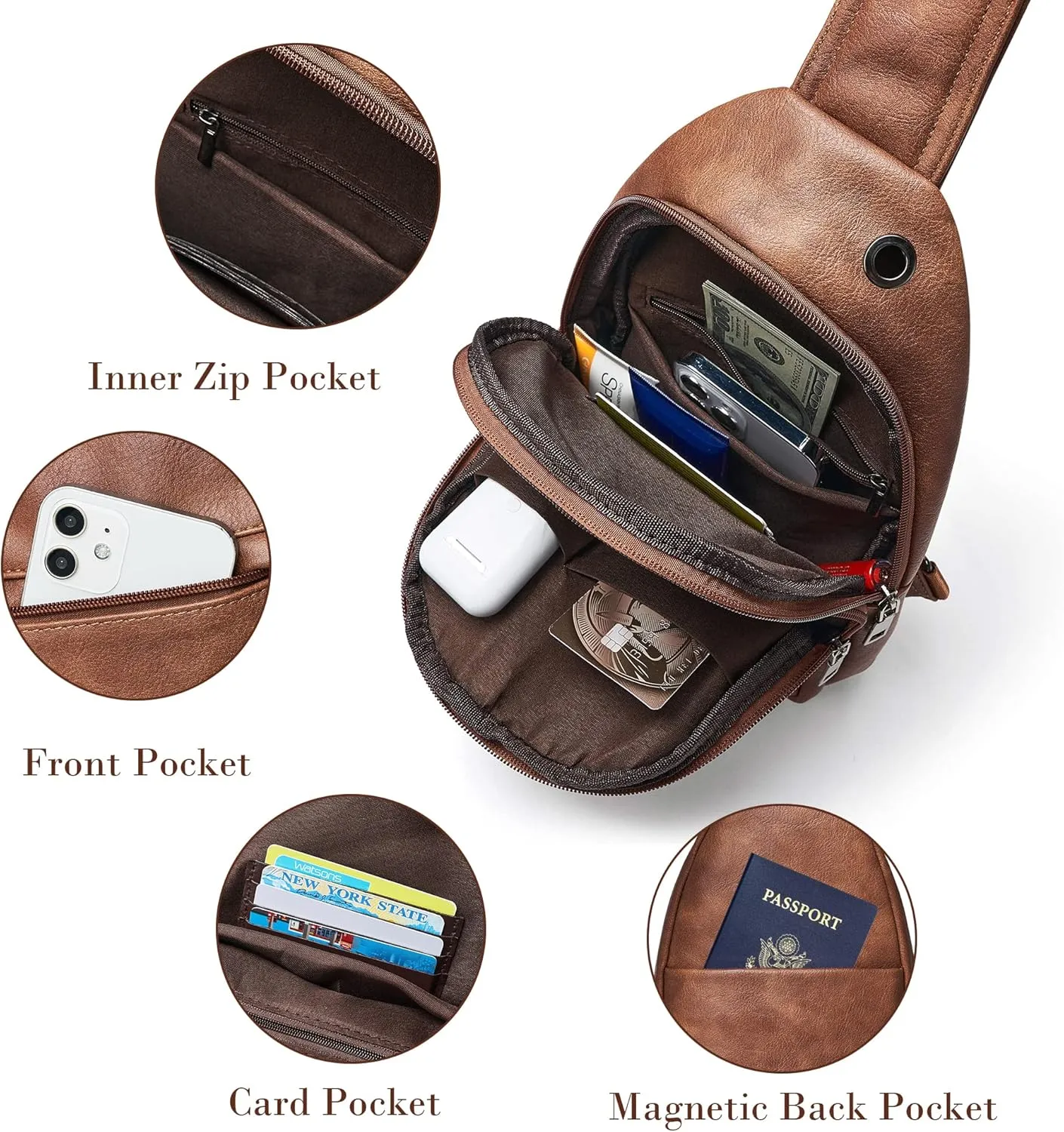 Shrrie Sling Bag for Women,Faux Leather Fanny Pack Crossbody Bags for Women,Fashion Chest Bag Sling Belt Bag with Adjustable Strap for Travel