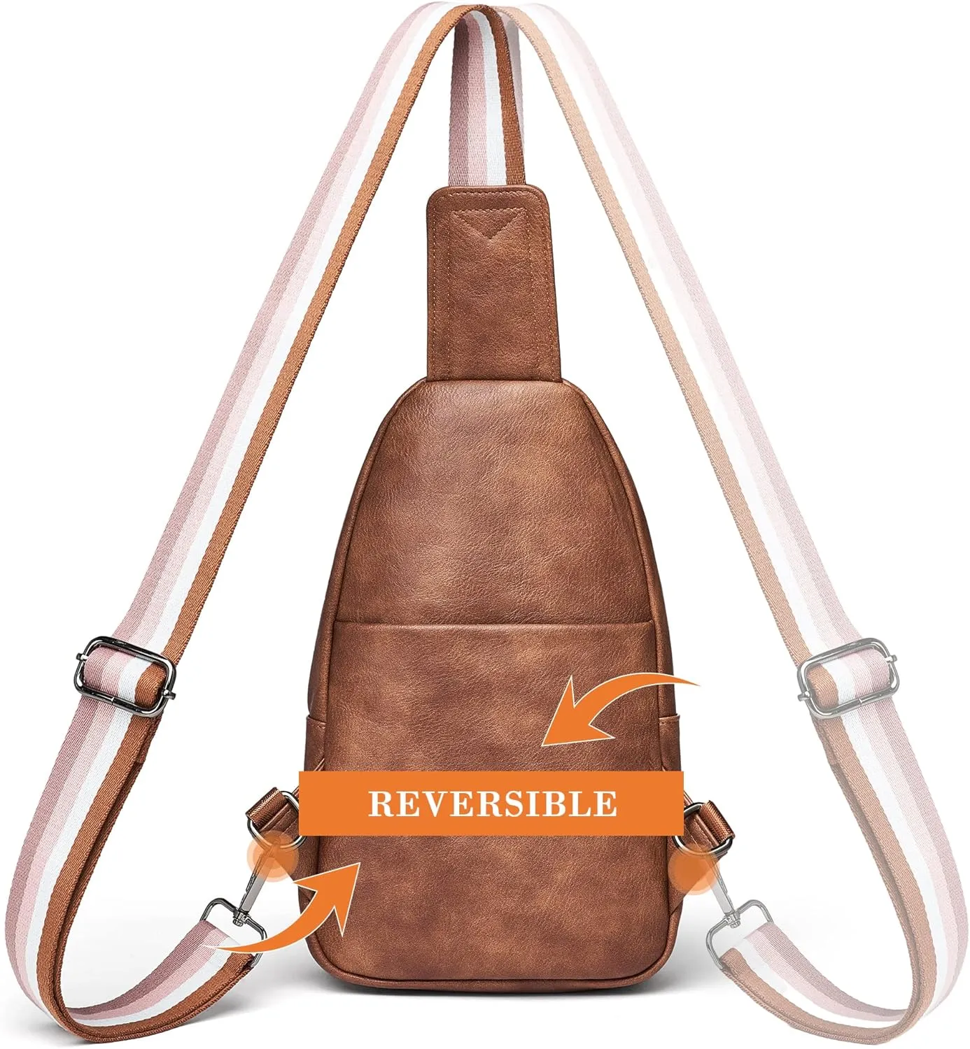 Shrrie Sling Bag for Women,Faux Leather Fanny Pack Crossbody Bags for Women,Fashion Chest Bag Sling Belt Bag with Adjustable Strap for Travel