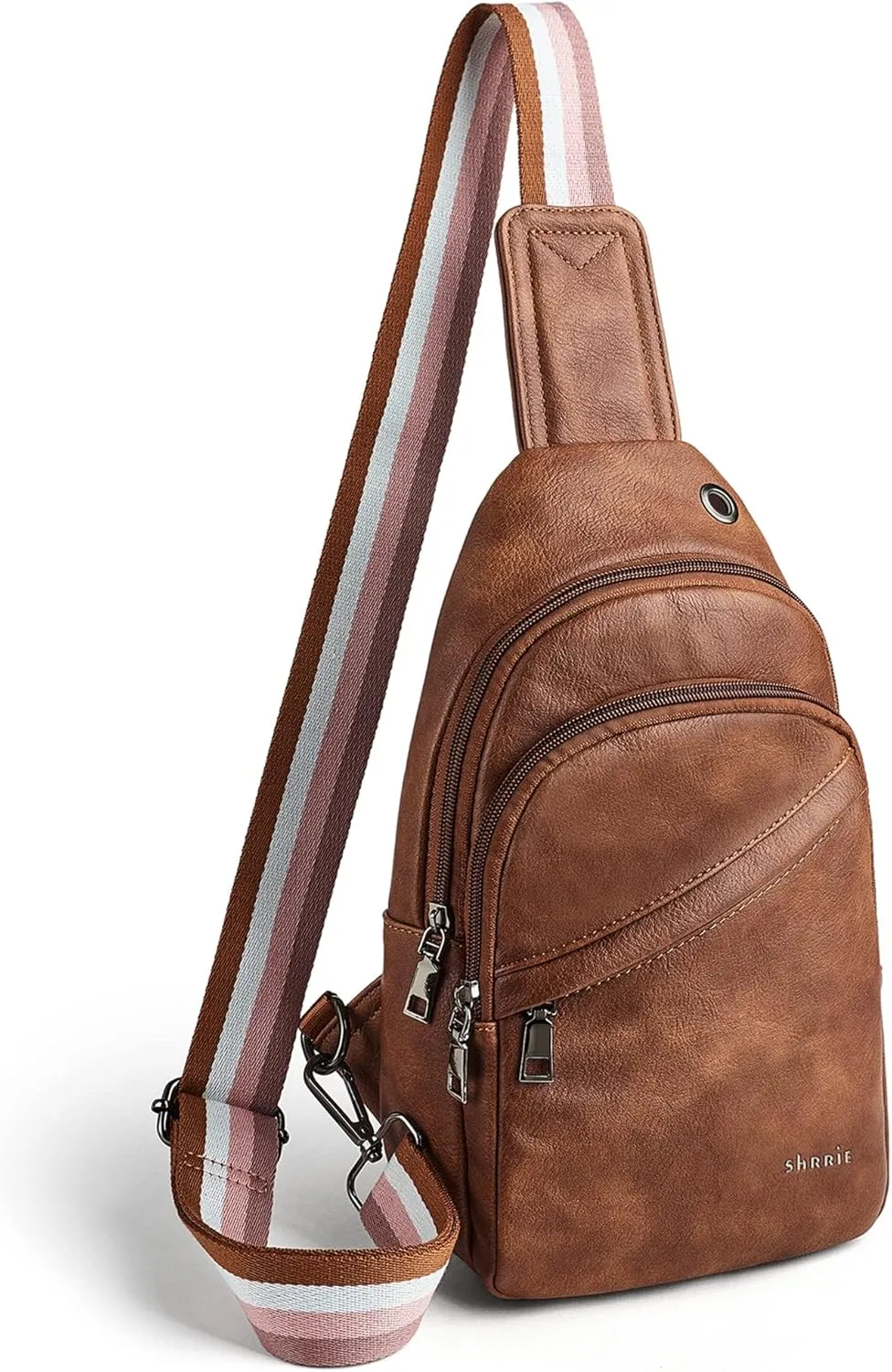 Shrrie Sling Bag for Women,Faux Leather Fanny Pack Crossbody Bags for Women,Fashion Chest Bag Sling Belt Bag with Adjustable Strap for Travel