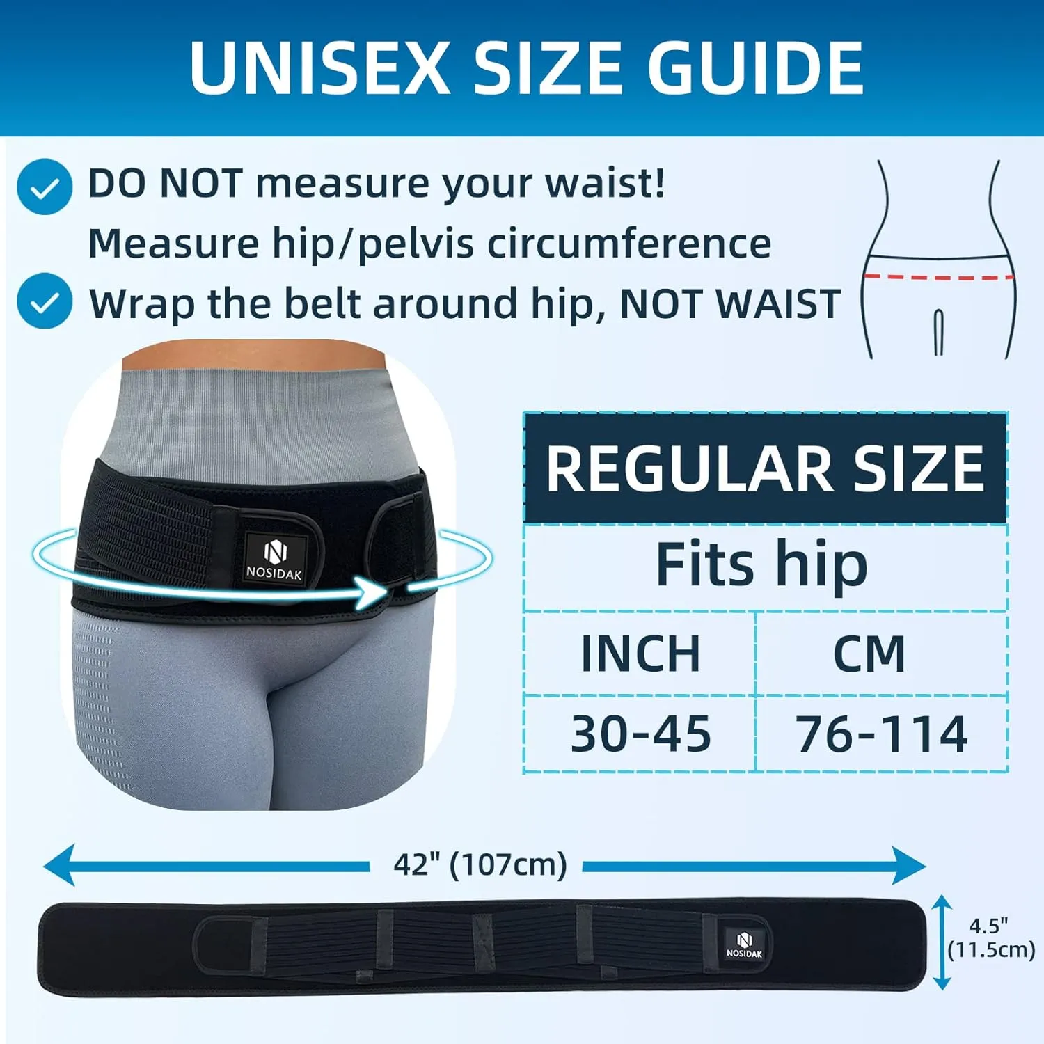 SI Belt - Sacroiliac Belt for Women and Men, SI Joint Pain Relief, Pelvis Support, Sciatic Nerve Brace, Lower Back Lumbar Hip Brace for Sciatic Pain Relief, Adjustable Pregnancy Support Band