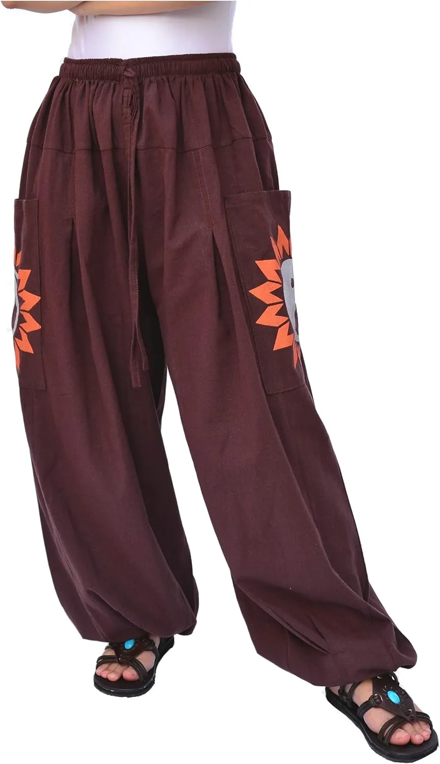 Siamrose Baggy Yoga Harem Pants Men Women Casual Lounge Trousers 2 Big Pockets, One Size, Elastic Waist