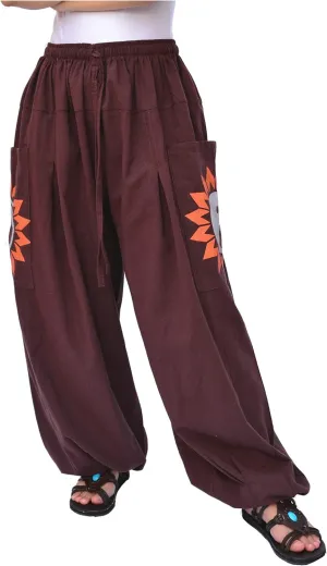 Siamrose Baggy Yoga Harem Pants Men Women Casual Lounge Trousers 2 Big Pockets, One Size, Elastic Waist