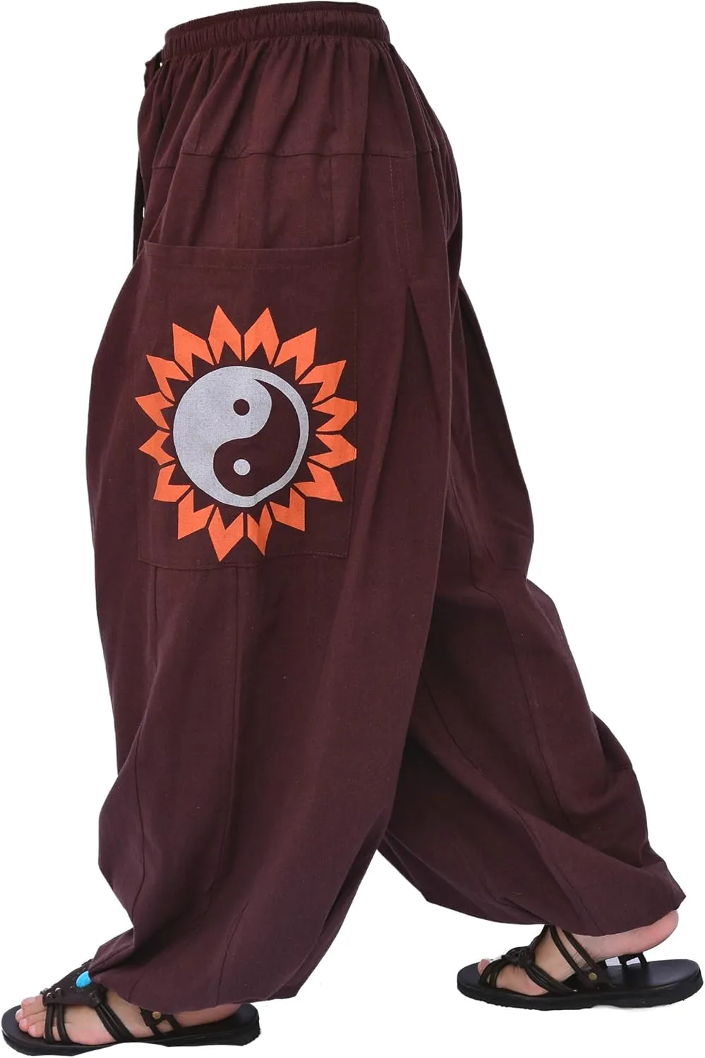 Siamrose Baggy Yoga Harem Pants Men Women Casual Lounge Trousers 2 Big Pockets, One Size, Elastic Waist