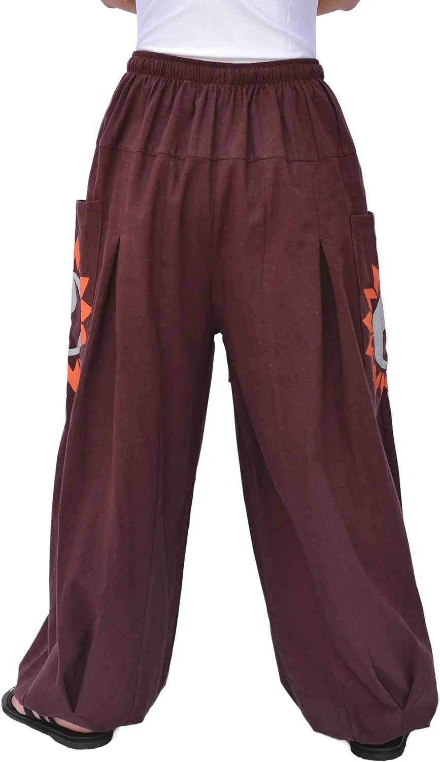 Siamrose Baggy Yoga Harem Pants Men Women Casual Lounge Trousers 2 Big Pockets, One Size, Elastic Waist
