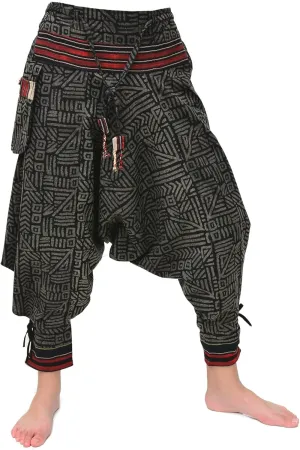 Siamrose Japanese Style Samurai Yoga Ninja Harem Pants Men Women Lounge Trousers, One Size, Elastic Waist