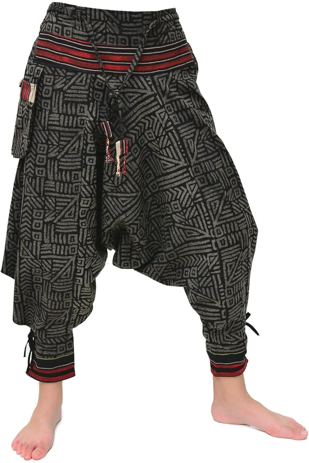 Siamrose Japanese Style Samurai Yoga Ninja Harem Pants Men Women Lounge Trousers, One Size, Elastic Waist