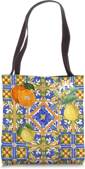 Sicilian,Italian,summer,tiles,citrus,mosaic,majolica art Tote Bag