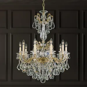 Signature 5008-48R, La Scala 10 Light 28in x 38in Chandelier in Antique Silver with Clear Radiance Crystals