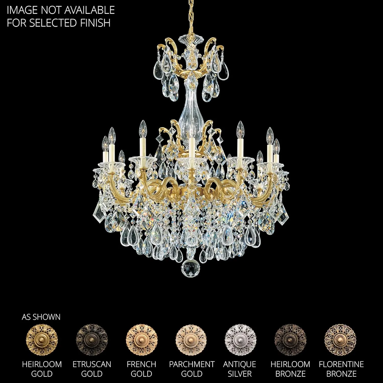 Signature 5011-26R, La Scala 12 Light 33in x 41in Chandelier in French Gold with Clear Radiance Crystals