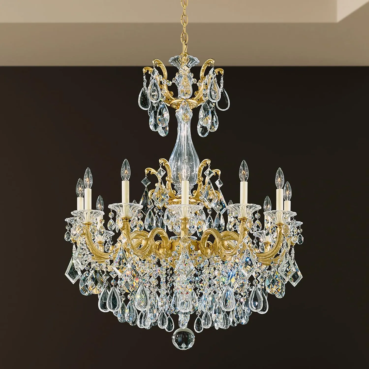 Signature 5011-83R, La Scala 12 Light 33in x 41in Chandelier in Florentine Bronze with Clear Radiance Crystals