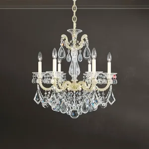 Signature 5072-48R, La Scala 6 Light 23in x 25in Chandelier in Antique Silver with Clear Radiance Crystals