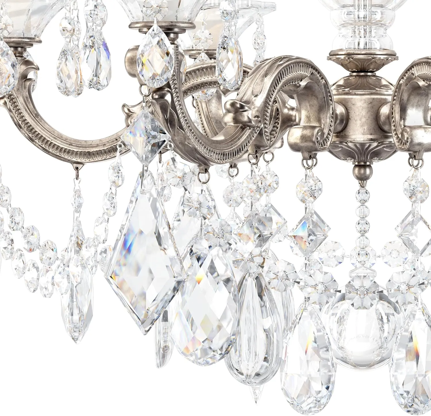 Signature 5072-48R, La Scala 6 Light 23in x 25in Chandelier in Antique Silver with Clear Radiance Crystals