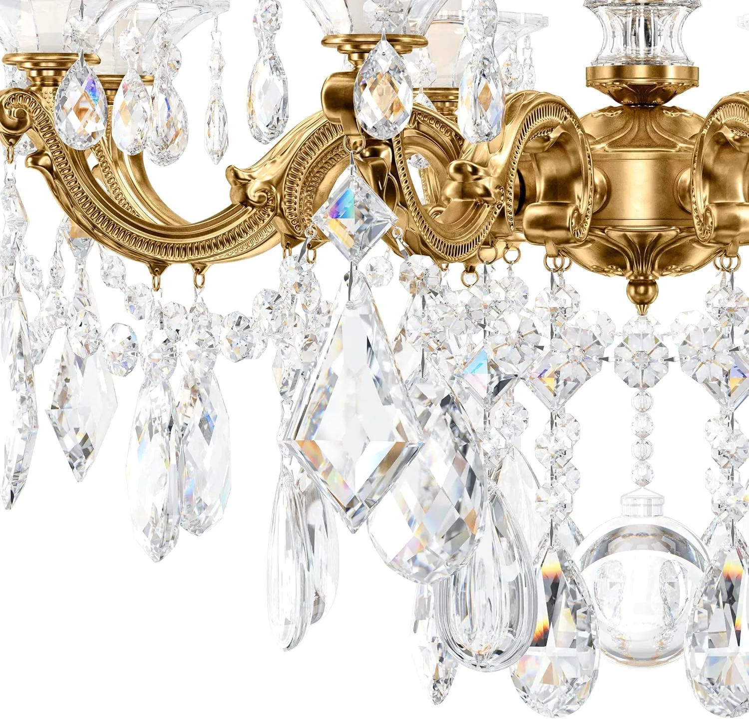 Signature 5073-22R, La Scala 8 Light 25in x 28.5in Chandelier in Heirloom Gold with Clear Radiance Crystals