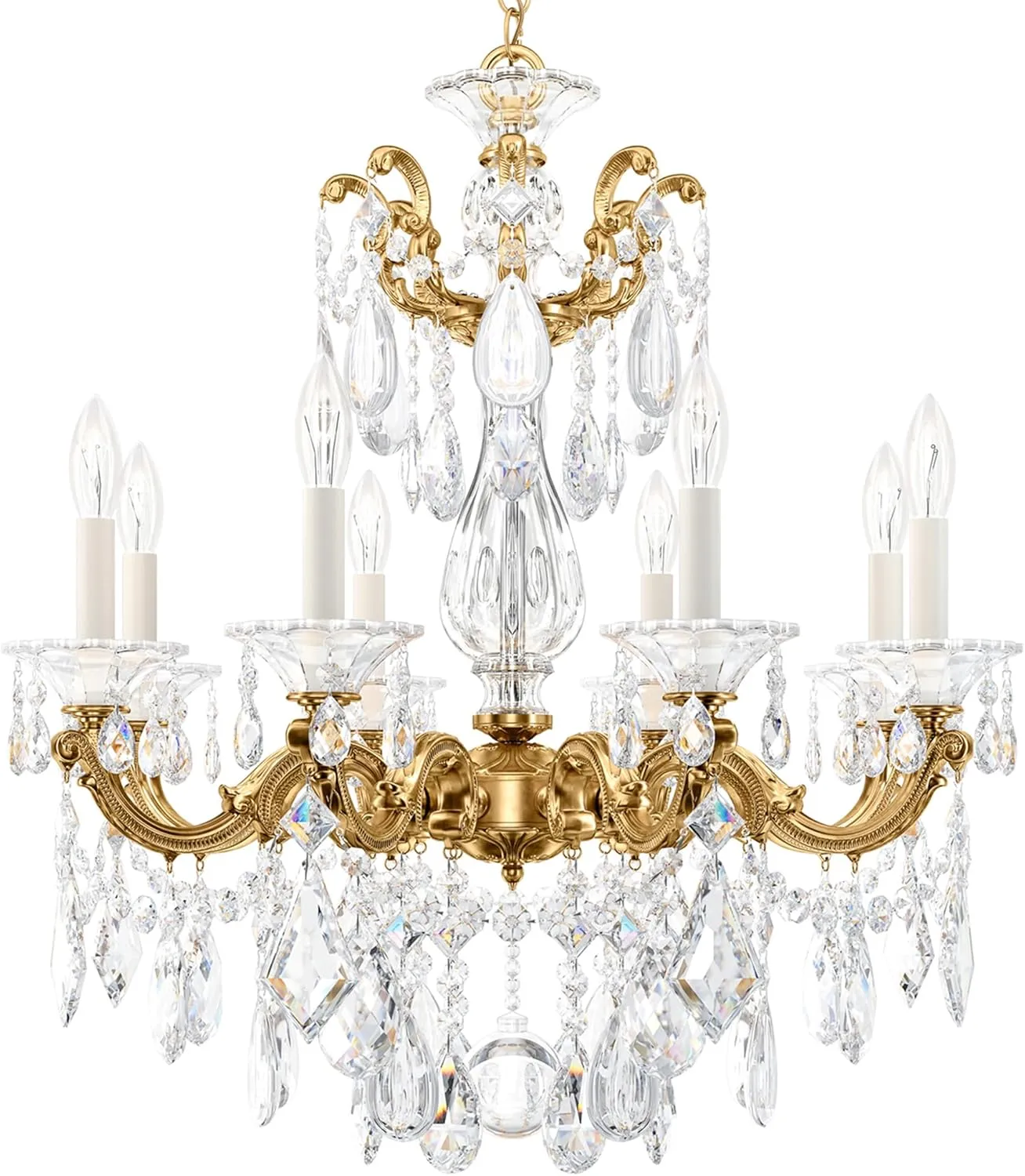 Signature 5073-22R, La Scala 8 Light 25in x 28.5in Chandelier in Heirloom Gold with Clear Radiance Crystals