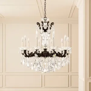 Signature 5074-23R, La Scala 10 Light 28in x 29.5in Chandelier in Etruscan Gold with Clear Radiance Crystals