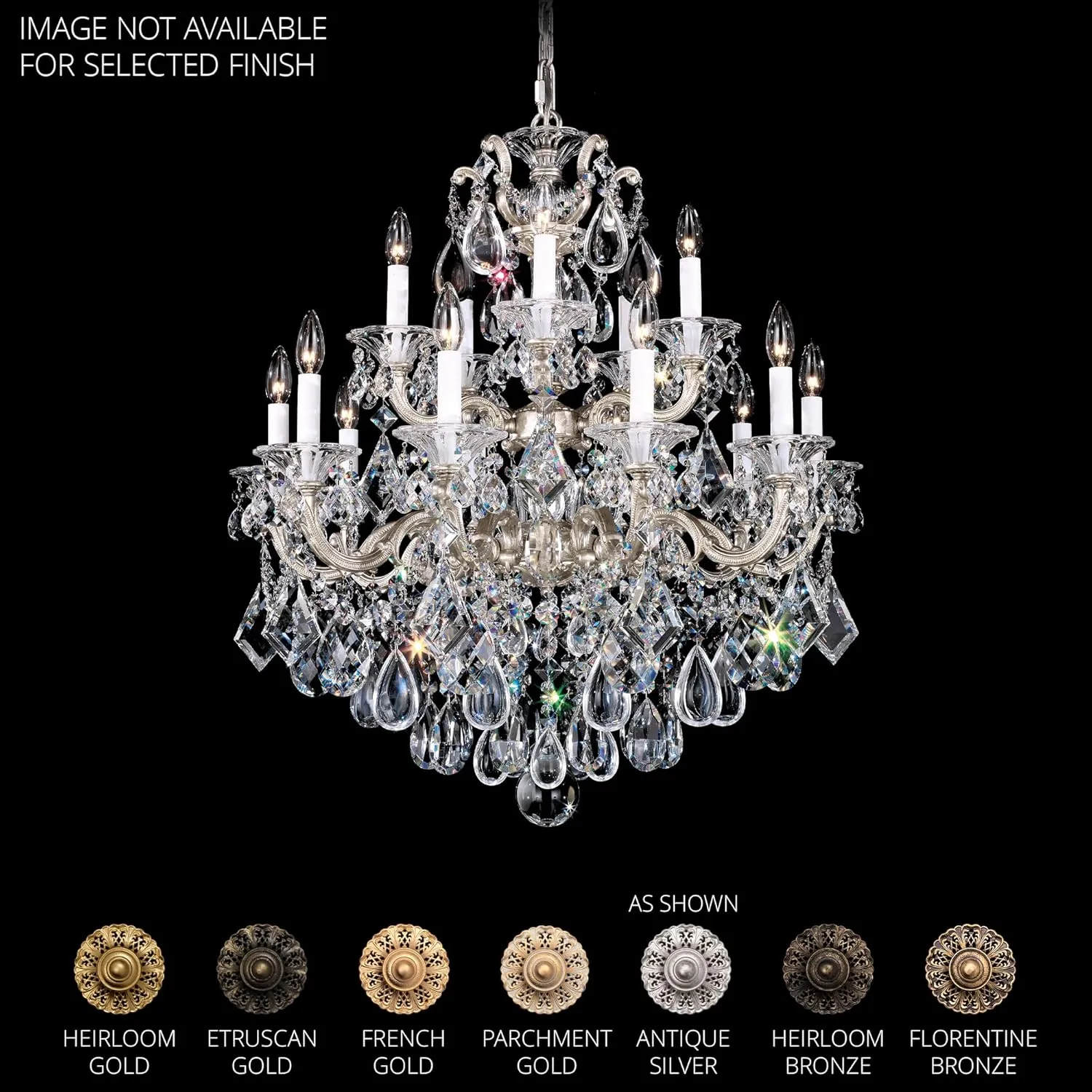 Signature 5075-26R, La Scala 15 Light 28in x 32in Chandelier in French Gold with Clear Radiance Crystals