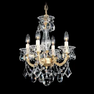 Signature 5344-23R, La Scala 4 Light 14.5in x 18in Pendant in Etruscan Gold with Clear Radiance Crystals