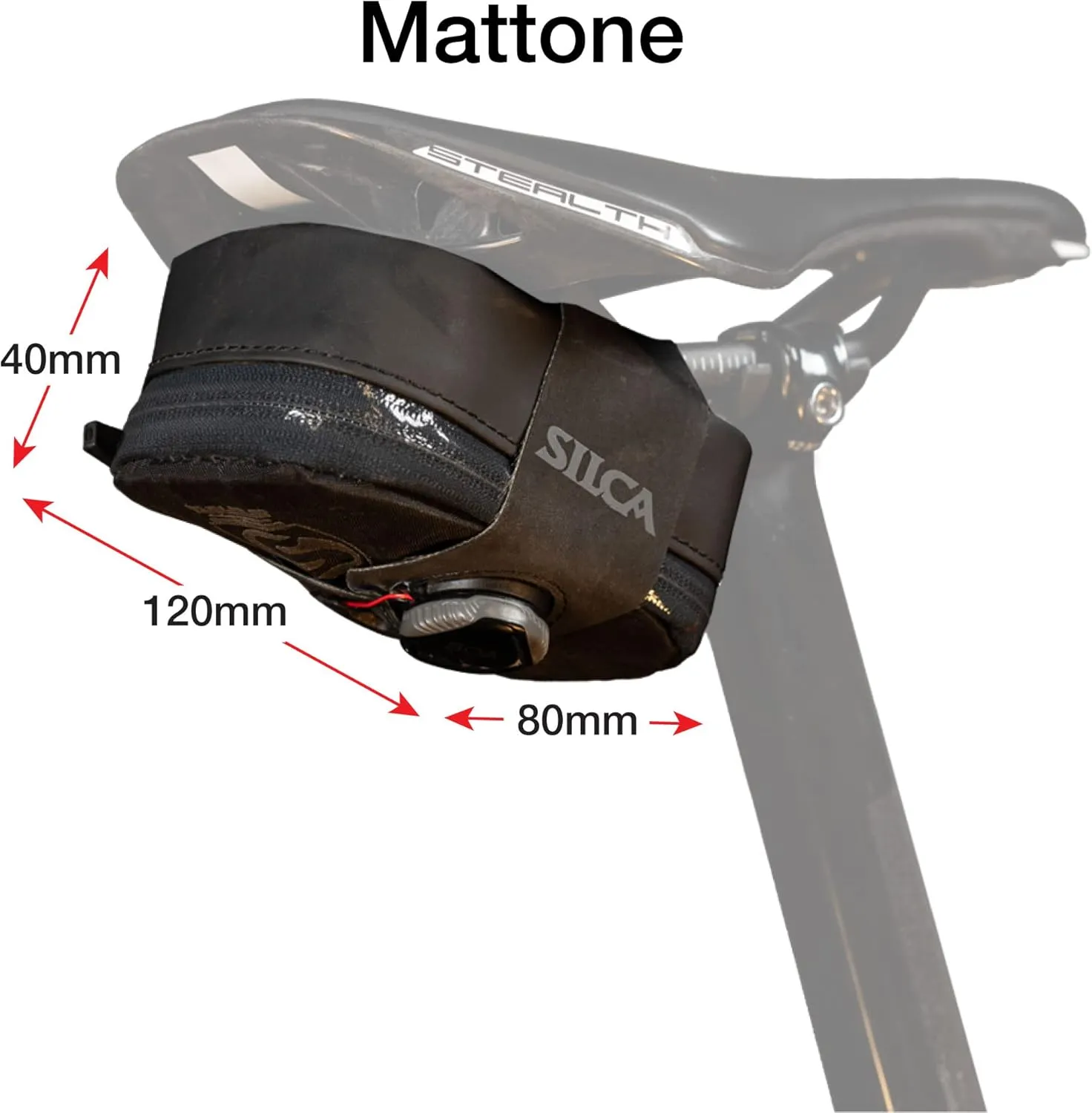 SILCA Mattone Under Seat Bag for Bicylces with Zipper and Waterproof zipper and BOA mounting system (Small, Black)
