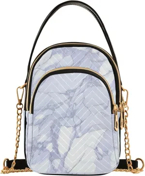 Silver White Luxury Marble Texture trendy cross body sling bag with multi pockets handbag for women for ladies
