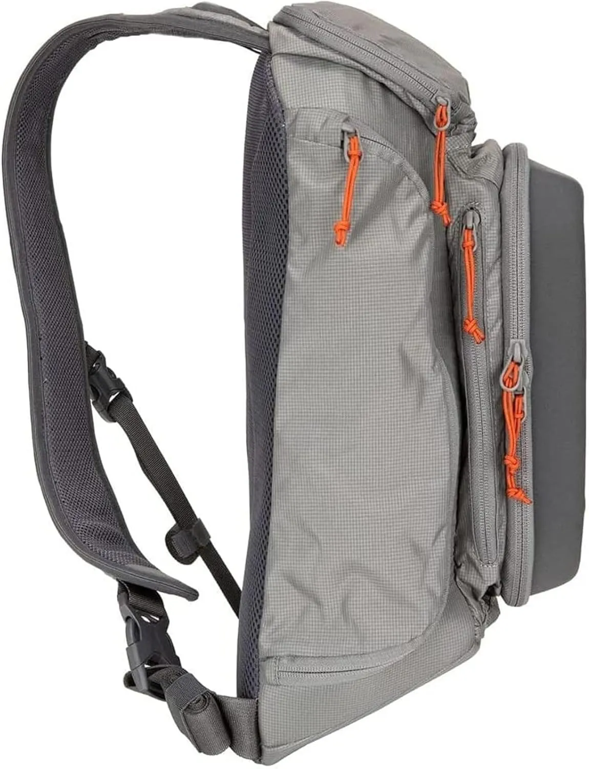Simms Freestone Sling Pack - Lightweight, Durable Fly Fishing Tackle Bag with Compression Molded Workstation and Ergonomic Shoulder Strap (Pewter)