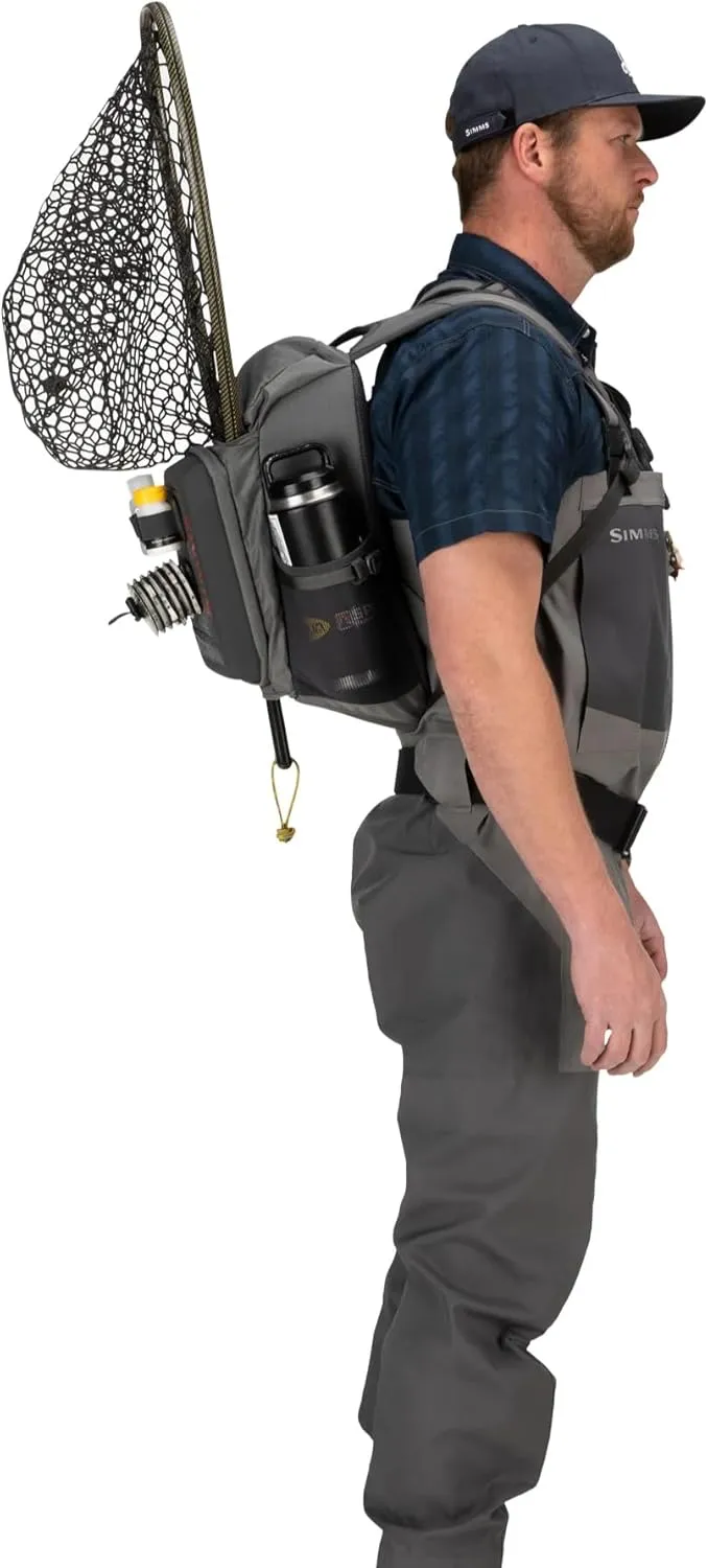 Simms Freestone Sling Pack - Lightweight, Durable Fly Fishing Tackle Bag with Compression Molded Workstation and Ergonomic Shoulder Strap (Pewter)