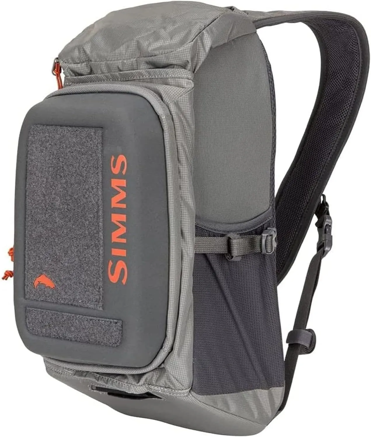 Simms Freestone Sling Pack - Lightweight, Durable Fly Fishing Tackle Bag with Compression Molded Workstation and Ergonomic Shoulder Strap (Pewter)