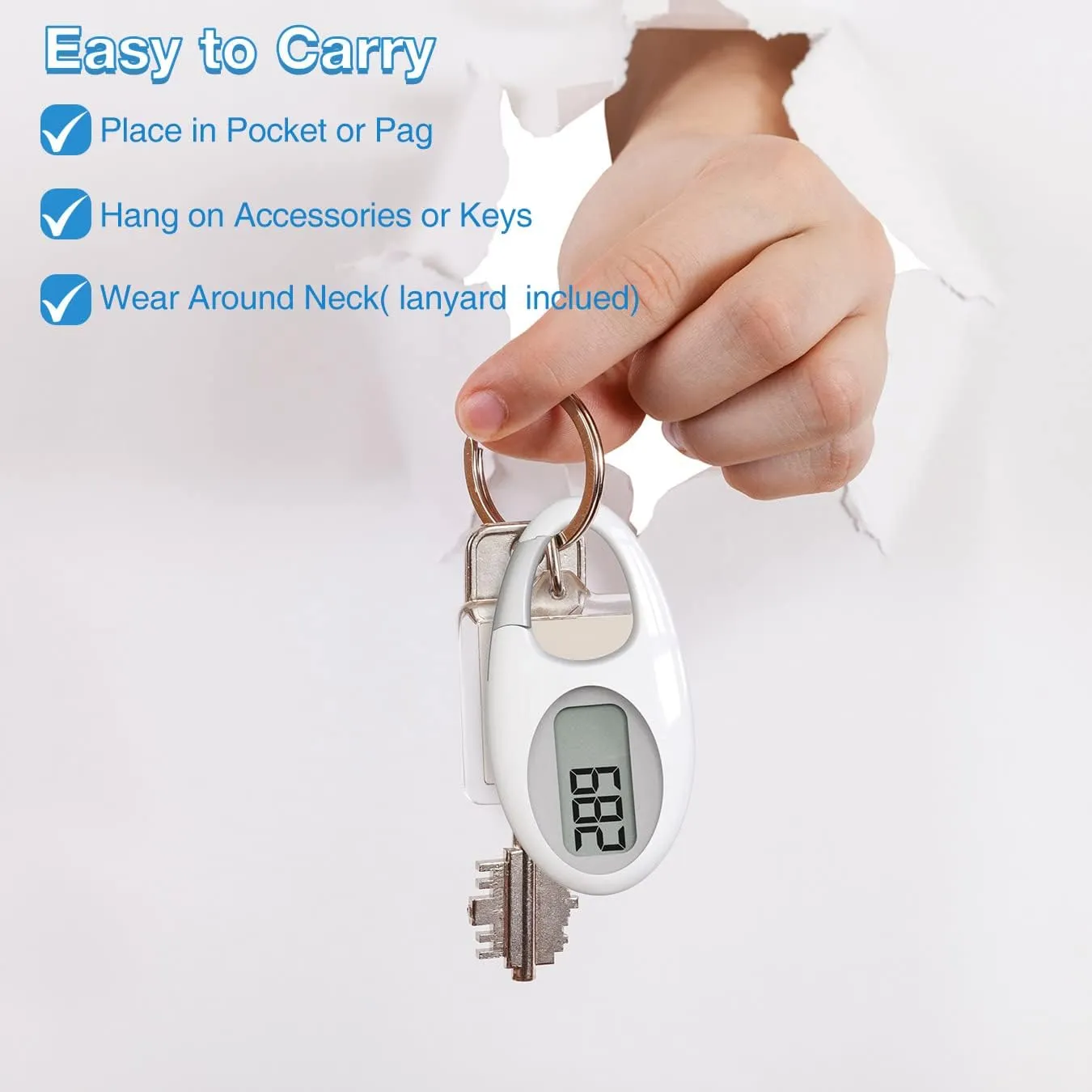 Simple 3D Step Counter, Walking Pedometer, Steps Tracker with Neck Lanyard/Carabiner for Men Women Teens Adults Seniors