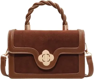 Simple retro women's handbags velvet splicing shoulder messenger purses textured stylish hand held small square bags