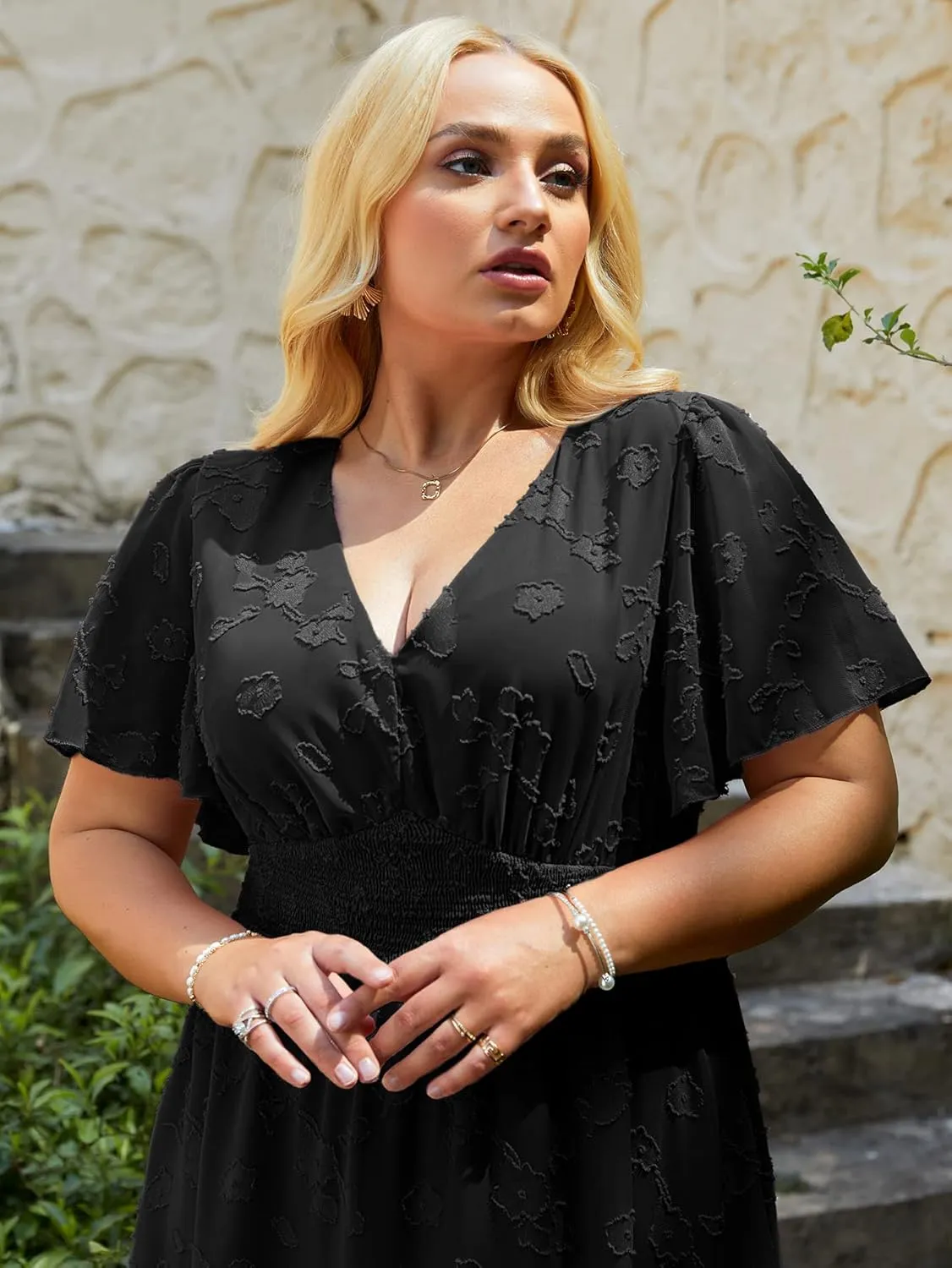 Simplee Women's Boho Floral Maxi Dress Flowy Casual V Neck Short Sleeve Wedding Guest Holiday Beach Long Dress