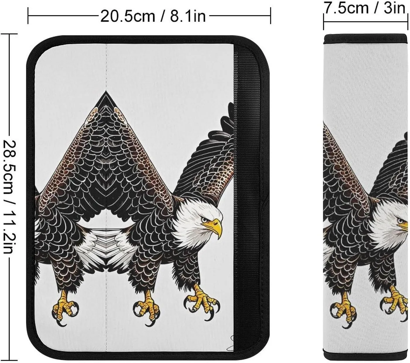 Sketch of Bald Eagle Diving Auto Seat Belt Cover 2PCS Universal Car Seat Belt Shoulder Protector Pad, Protect Your Shoulders and Neck for Car Seat Belt, Shoulder Bag, Backpack