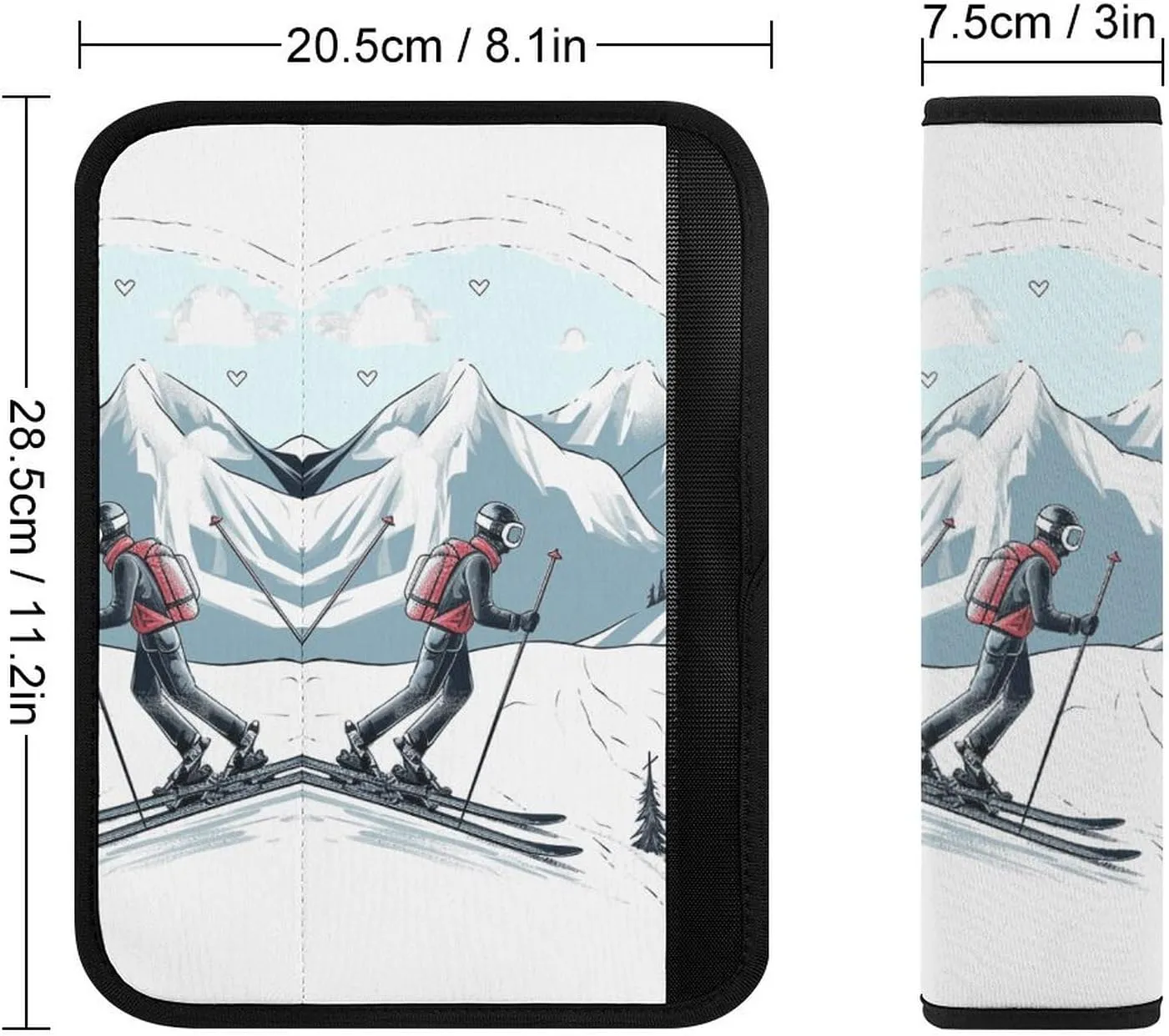 Skiing Theme Auto Seat Belt Cover 1PCS Universal Car Seat Belt Shoulder Protector Pad, Protect Your Shoulders and Neck for Car Seat Belt, Shoulder Bag, Backpack
