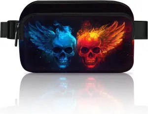 Skull Fanny Pack Fashion Belt Bag Lightweight Waist Pouch with Adjustable Strap Mini Crossbody Bags for Women Travel Sports Running