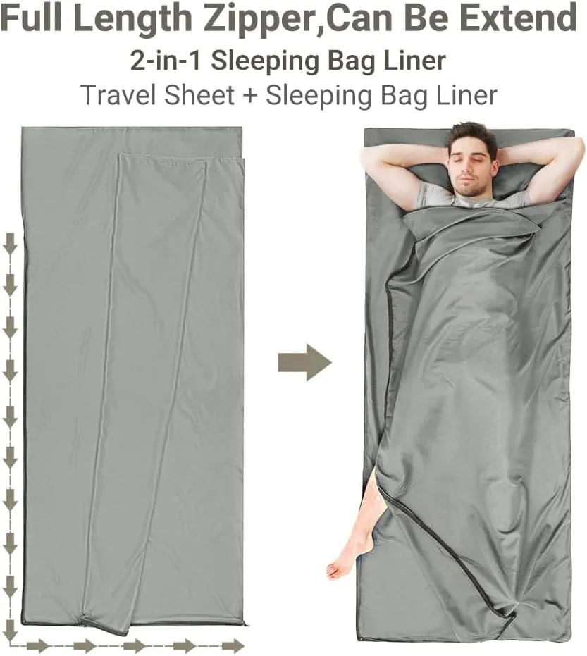 Sleeping Bag Liner,Travel Sheets & Adult Sleep Sack & Self Tan Sleep Sack for Backpacking,Hotel, Hostels, Lightweight Single Camping Sleep Pod