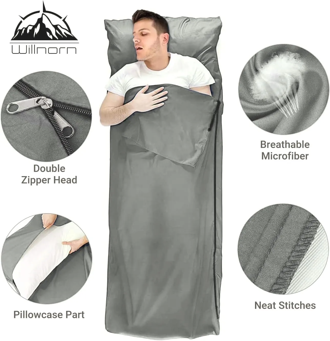 Sleeping Bag Liner,Travel Sheets & Adult Sleep Sack & Self Tan Sleep Sack for Backpacking,Hotel, Hostels, Lightweight Single Camping Sleep Pod