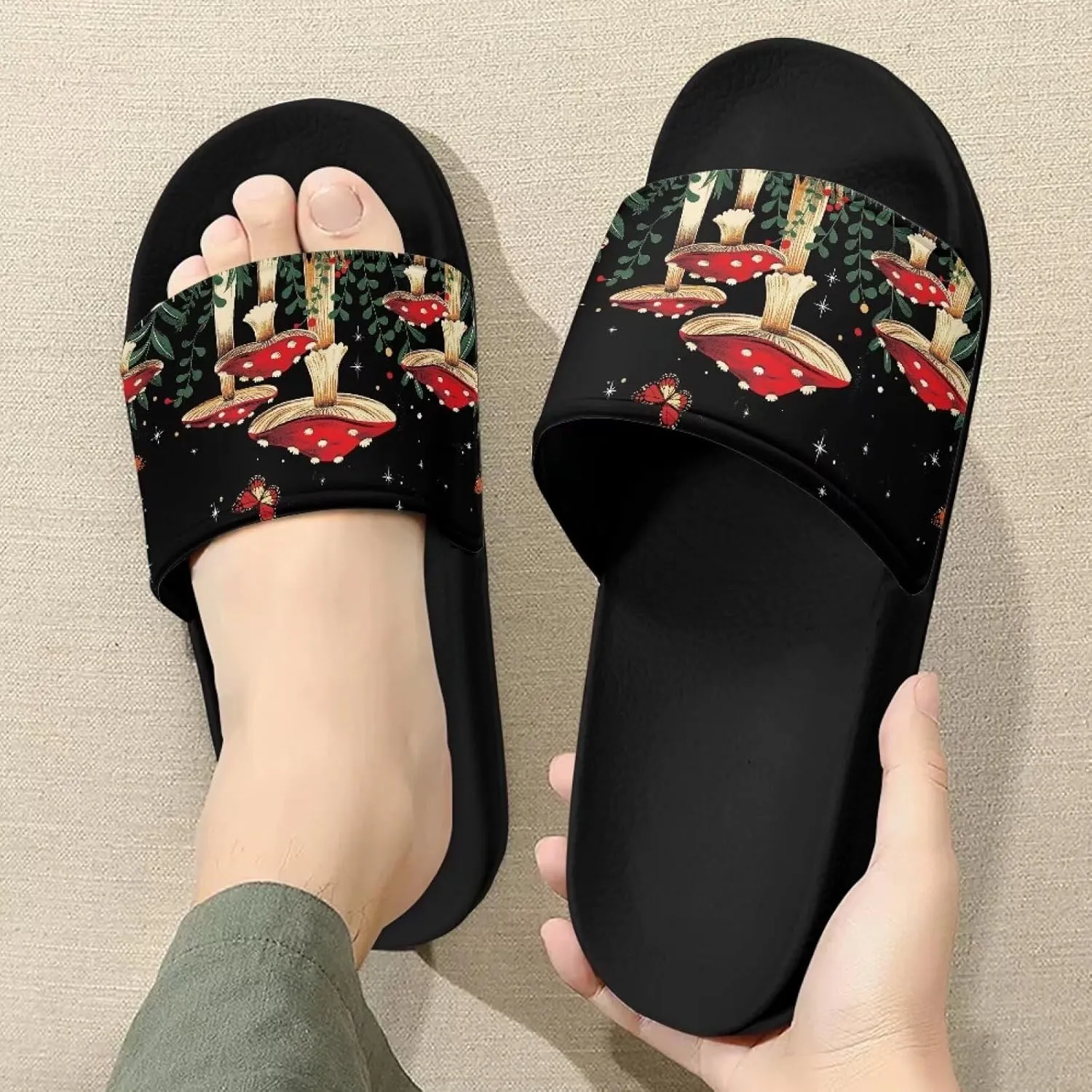 Slide Sandals for Women Non-Slip Sandals Slippers Indoor Outdoor Sole Flat Sandals Summer Slippers