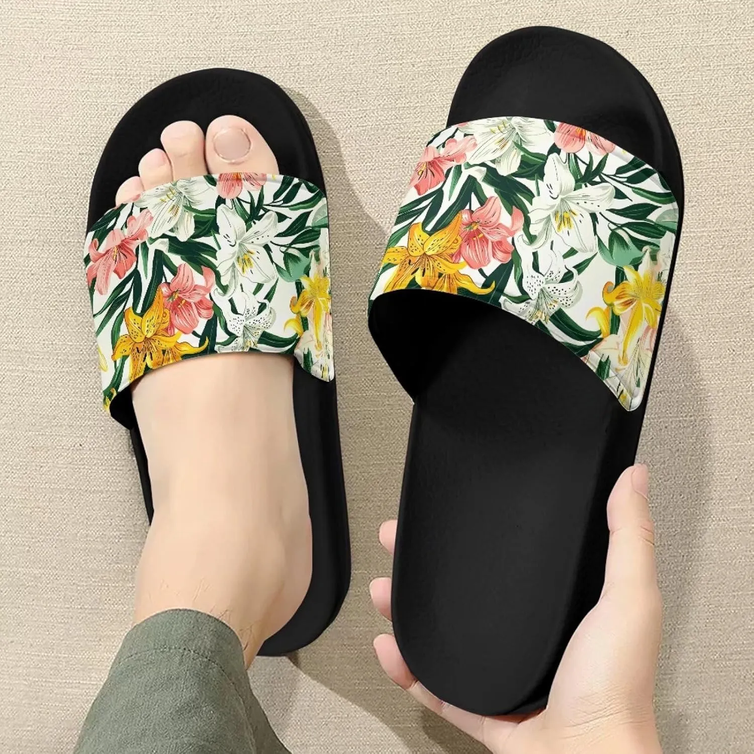 Slide Sandals for Women Soft Comfortable Non-Slip House Slippers Indoor Outdoor Slide Sandals Summer Slippers