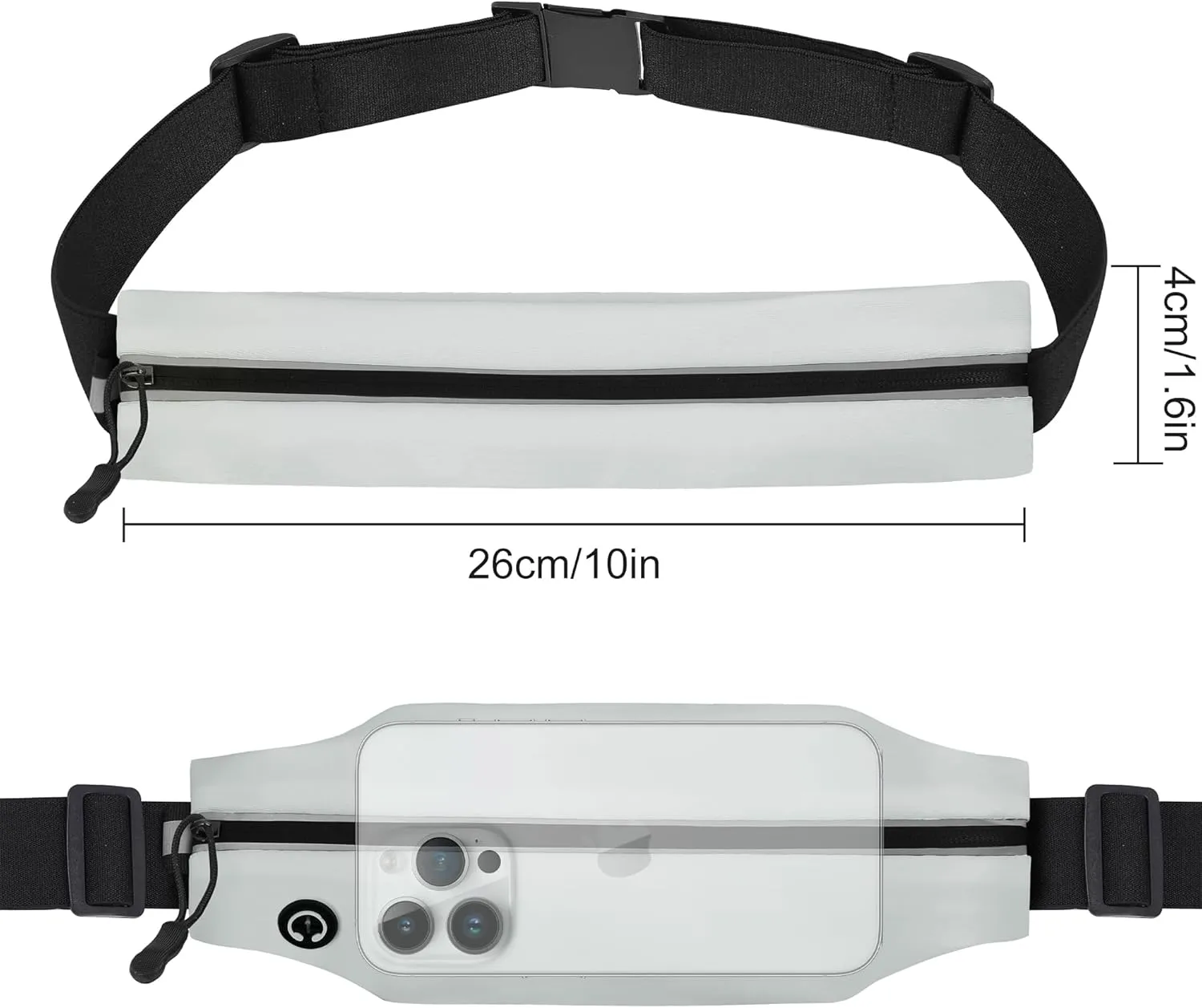 Slim Running Belt For Men and Women Waist Fanny Pack Phone Holder Pouch Bag Reflective Zipper Pocket Workout Cycling Fitness