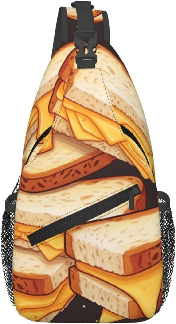 Sling Backpack Bag Crossbody Shoulder Bag Cheese Sandwiches Chest Bag Lightweight Hiking Daypack,Unisex