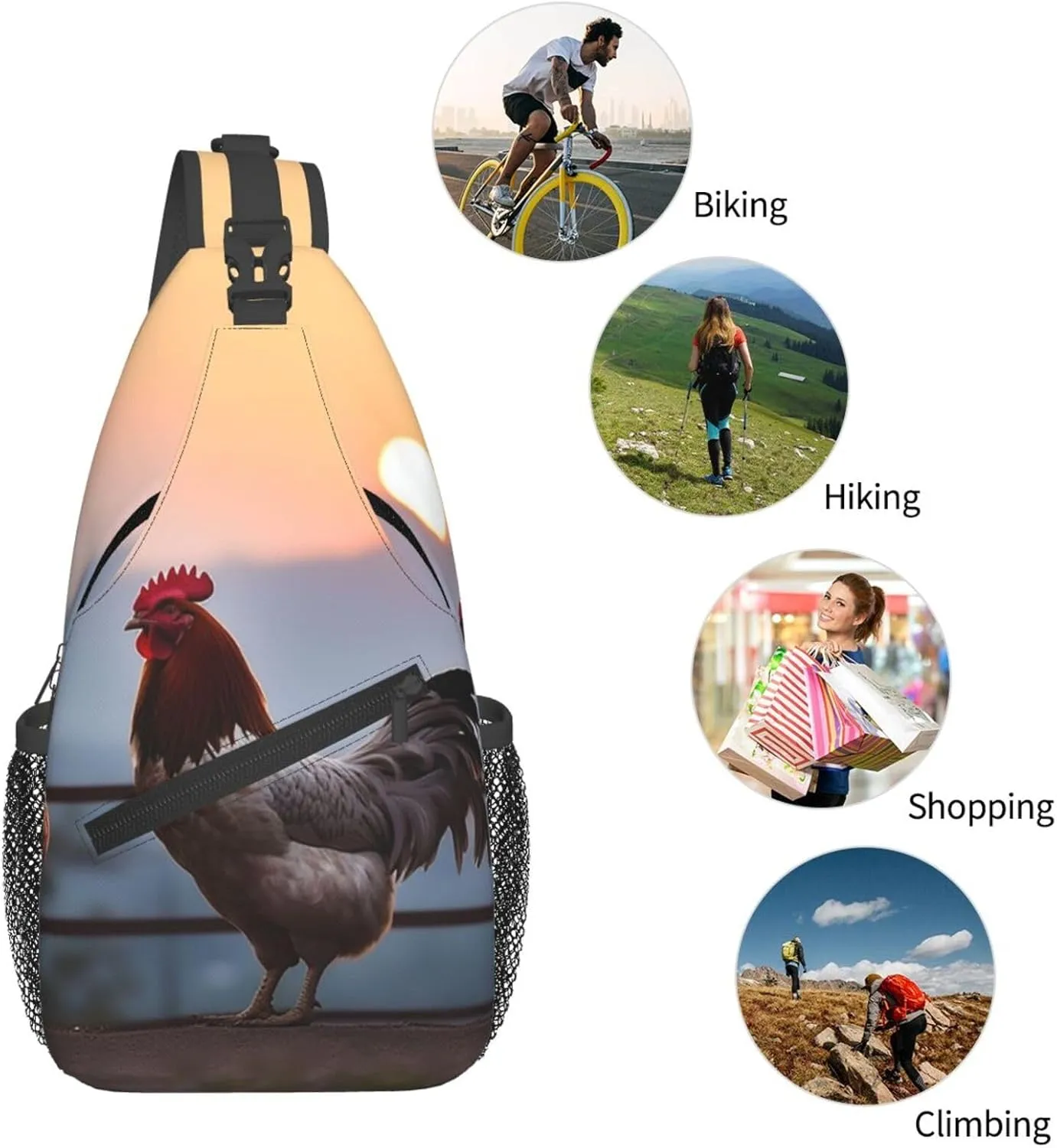 Sling Backpack Bag For Men Animal Chickens Cross Chest Bag Crossbody Shoulder Bag Travel Hiking Daypack