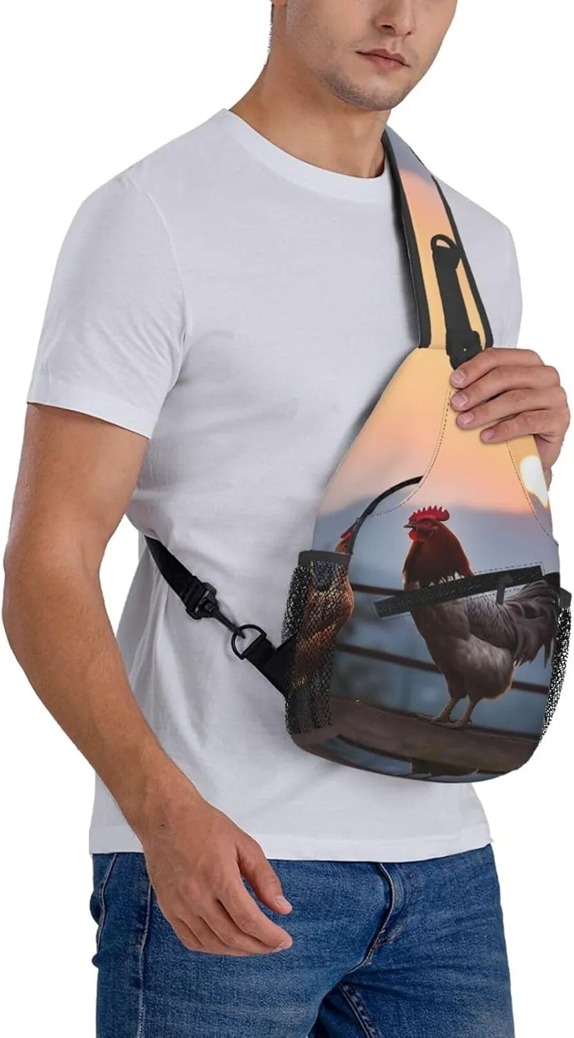 Sling Backpack Bag For Men Animal Chickens Cross Chest Bag Crossbody Shoulder Bag Travel Hiking Daypack