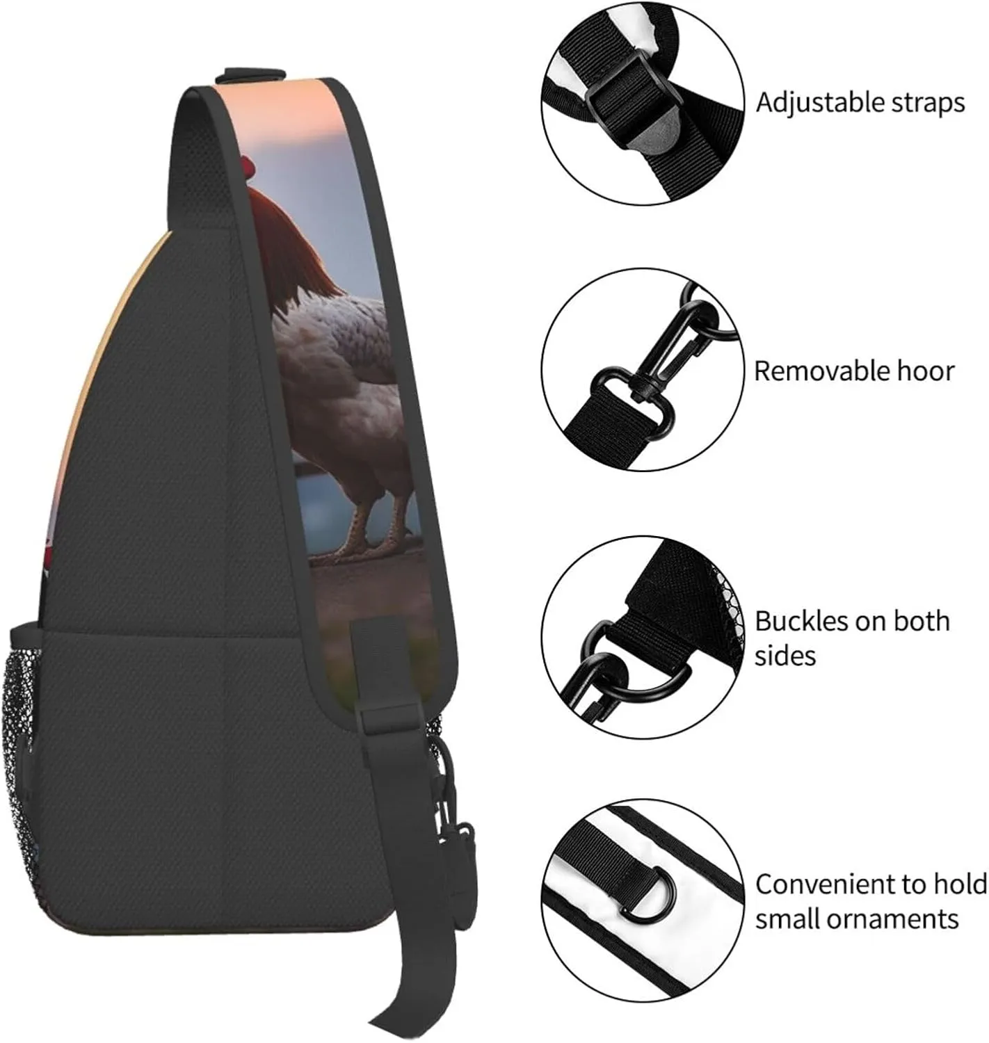 Sling Backpack Bag For Men Animal Chickens Cross Chest Bag Crossbody Shoulder Bag Travel Hiking Daypack