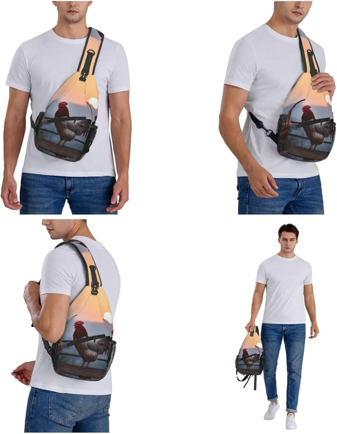 Sling Backpack Bag For Men Animal Chickens Cross Chest Bag Crossbody Shoulder Bag Travel Hiking Daypack