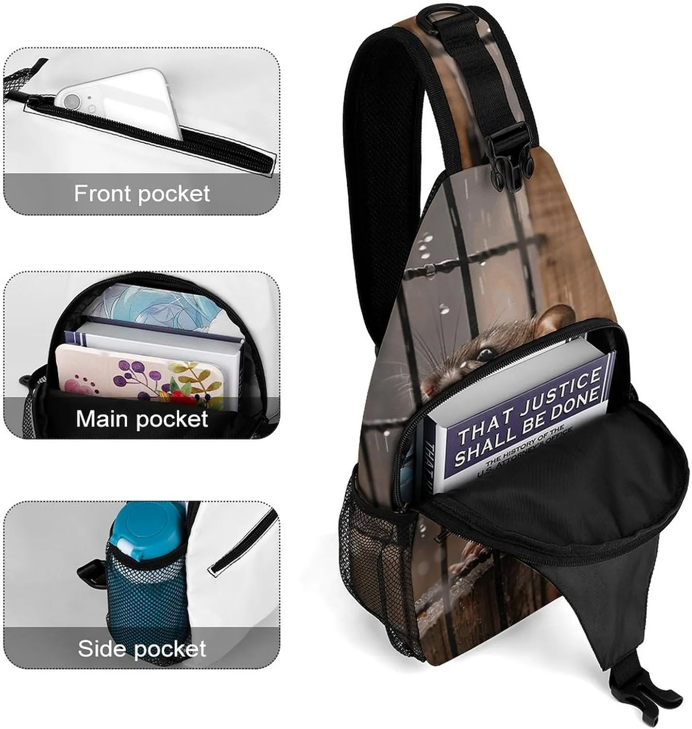 Sling Backpack Crossbody for Man Woman An Old Cross Body Adjustable Chest Bag