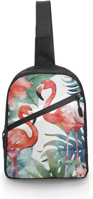 Sling Backpack Crossbody for Man Woman Flamingos Watercolor Tropics Cross Body Adjustable Chest Bag
